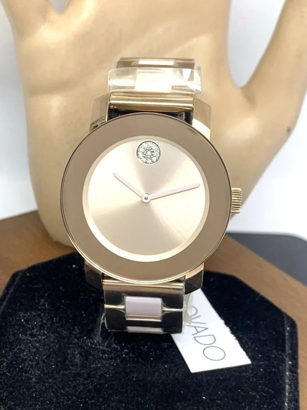 Movado Women's Watch 3600639 Bold Rose Dial Swiss Quartz Steel Ceramic Band 36mm